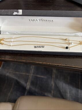 Tara Vanessa Gold Layered Bracelets with Black and White Beads